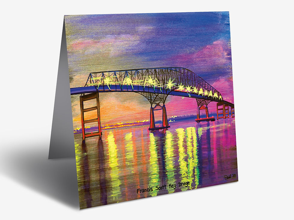 Francis Scott Key Bridge Greeting Card, Front View