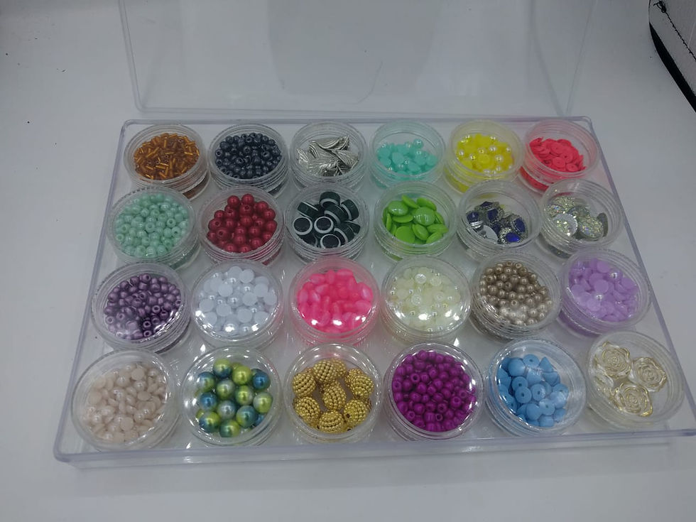 Miniatura: Organizador de accesorios, Una caja de 24 frascos plastico con tapa a rosca