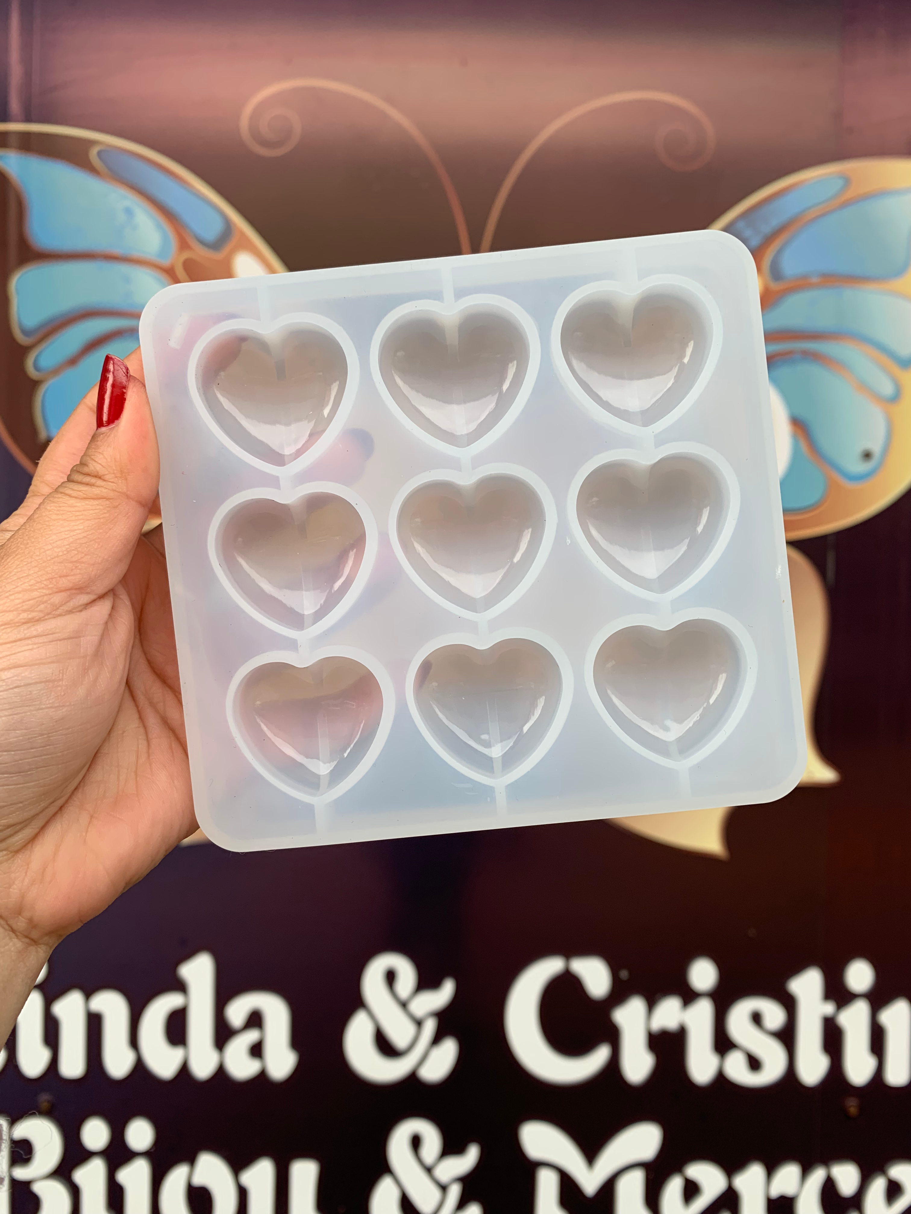 Molde silicona 9 corazones hinchados 13x12 cm