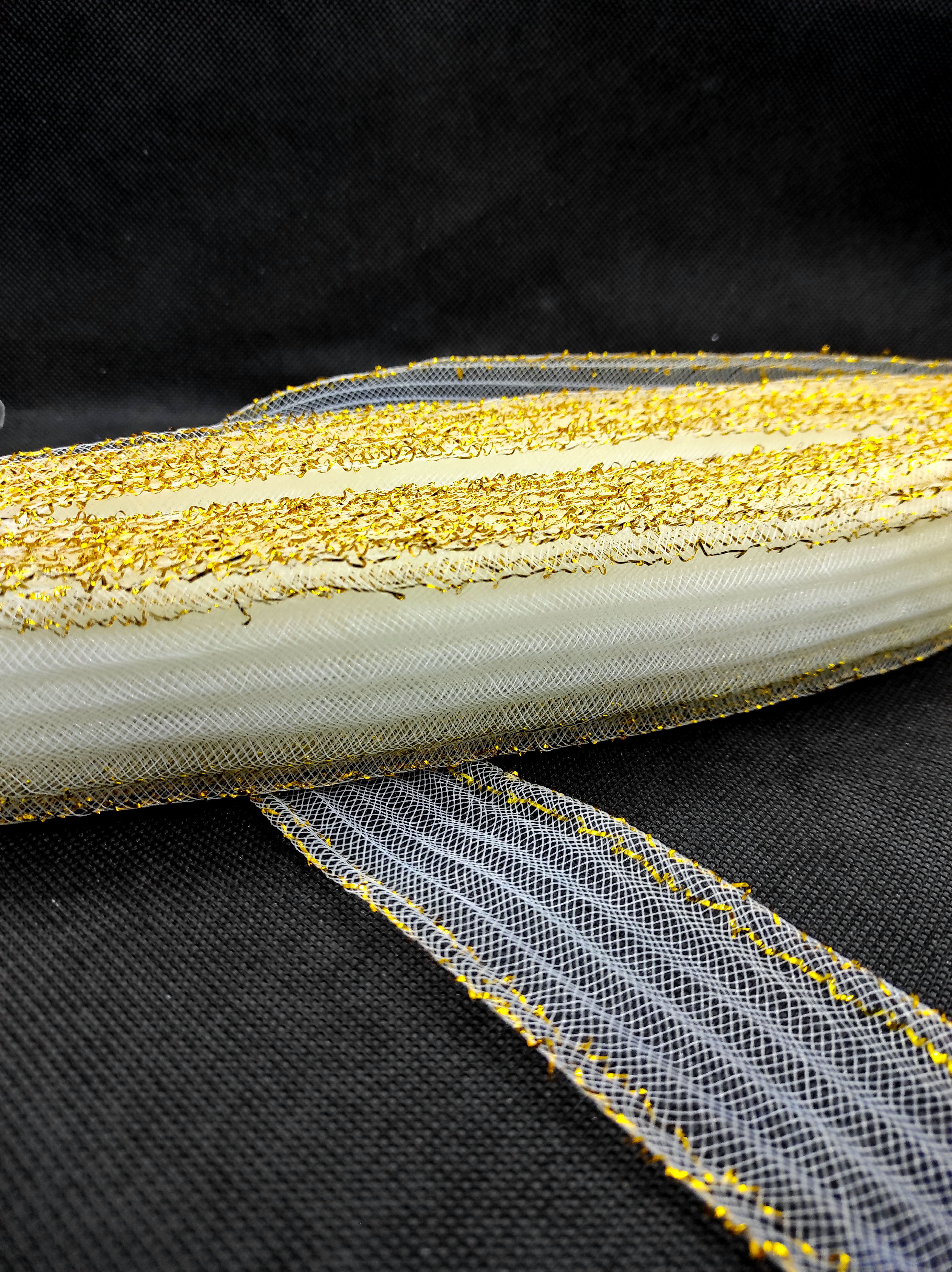 Cinta crin borde plateado 