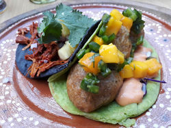 Tacos de Jaca al Pastor con salsa de Piñ