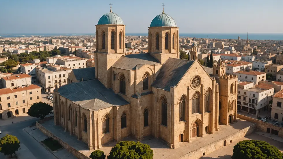 Eye-level view of St. Nicholas Cathedral in Famagusta