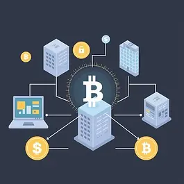 Conceptual image of computers validating blockchain transactions through intensive processing.