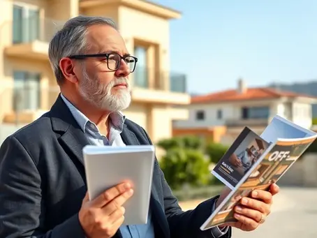 A thoughtful overseas buyer in North Cyprus comparing very different property types such as an apartment, villa, and off-plan brochure