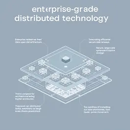 Illustration of an enterprise-focused distributed ledger with structured digital networks.