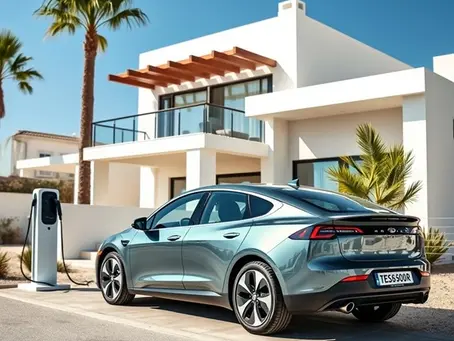 Electric car charging at home in Northern Cyprus