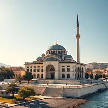 Modern New Mosque with tall minarets in Nicosia