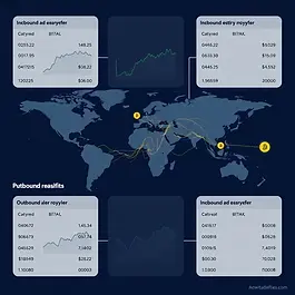 Visual representation of inbound and outbound crypto transfers.