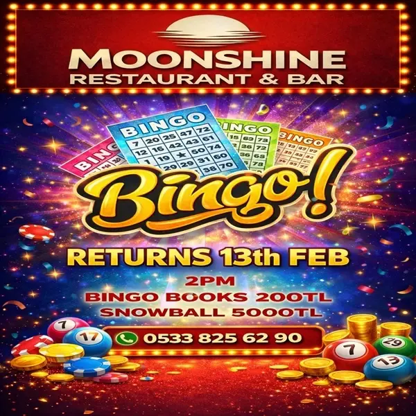 Poster with bingo cards and bingo balls