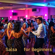 Instructor teaching beginner salsa steps at Sevinc dance class