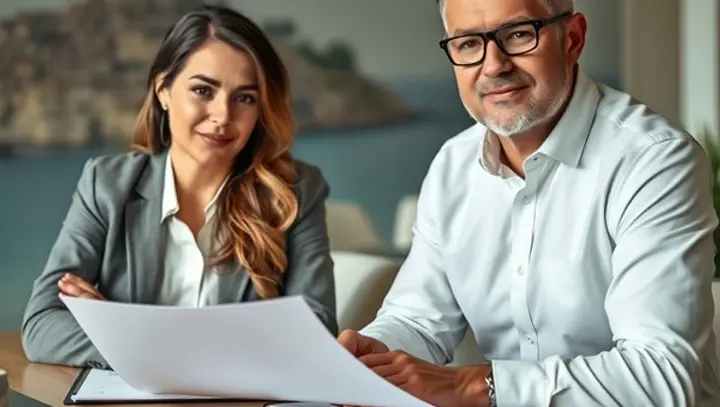 An Estate Agent sitting with a prospective buyer in North Cyprus