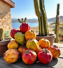 Bright cactus fruit with sweet, juicy flesh, native to Cyprus.