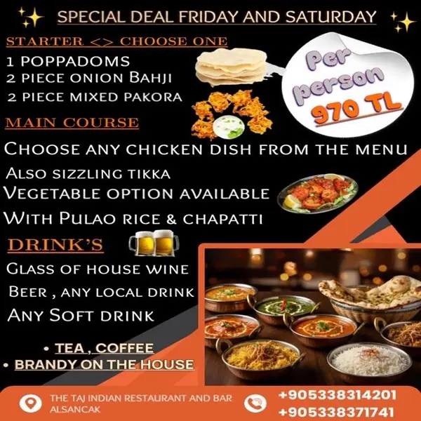 Menu of Indian Food