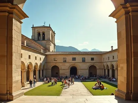 Eye-level view of Bellapais Abbey during a music festival