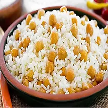 Rice pilaf with chickpeas, often served with grilled meat.