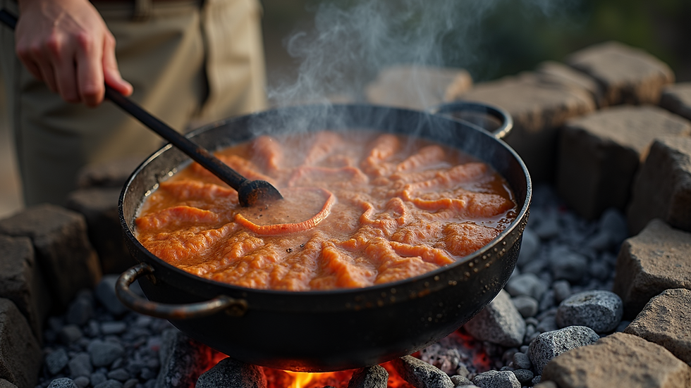 High angle view of a traditional Cypriot souvla being cooked over charcoal