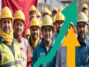 A group of workers in Northern Cyprus with currency graphics and an upward arrow, symbolising the February increase in the net minimum wage and government financial support.