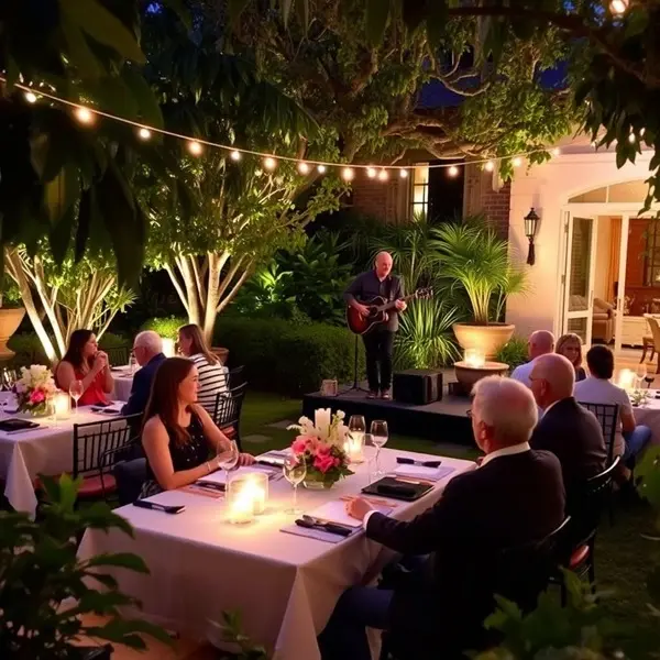 Singer Gavin performing live with guitar in a cosy North Cyprus bar