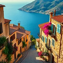 Traditional mountain village Karmi with restored houses