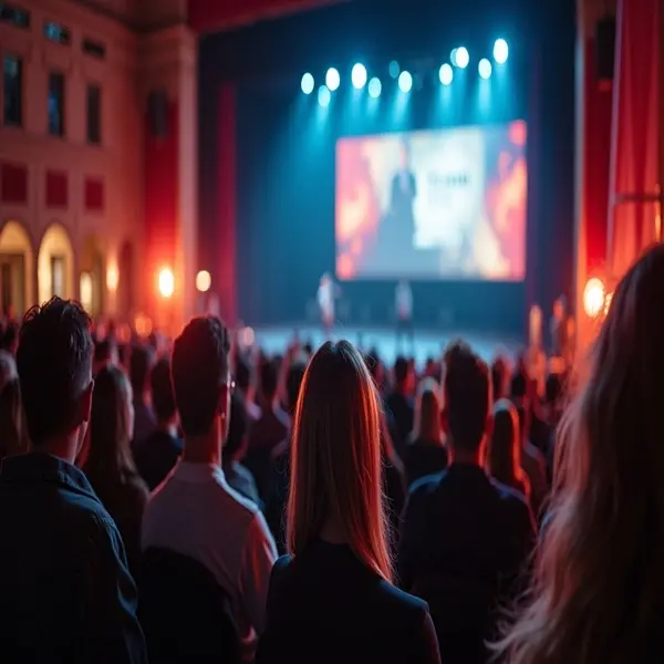 High angle view of a film festival event