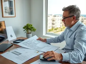 Buyer reviewing North Cyprus property developer documents, plans and legal paperwork before purchasing off-plan real estate.