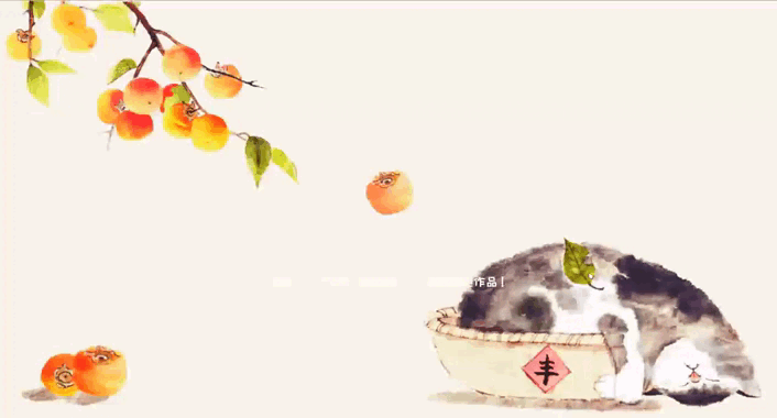 加载屏幕丨柿子树下的猫