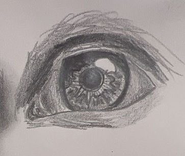 Value drawing of an eye, close-up