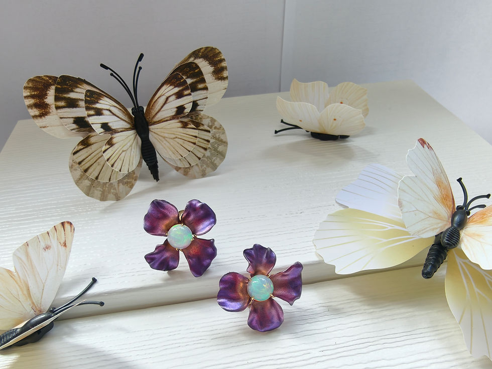 purple floral stud earrings