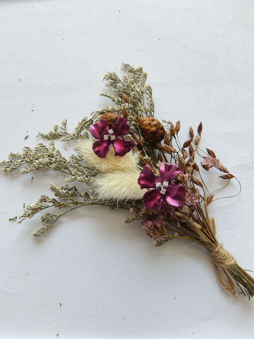 purple crystal floral earrings