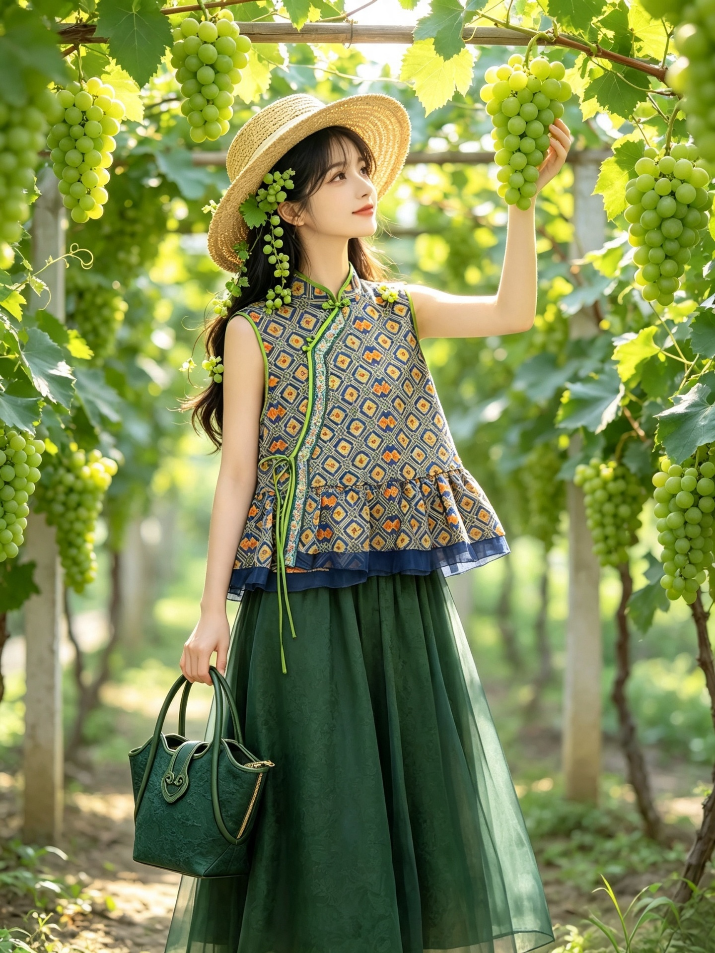 Geometric Jacquard Peplum Neo Chinese Vest