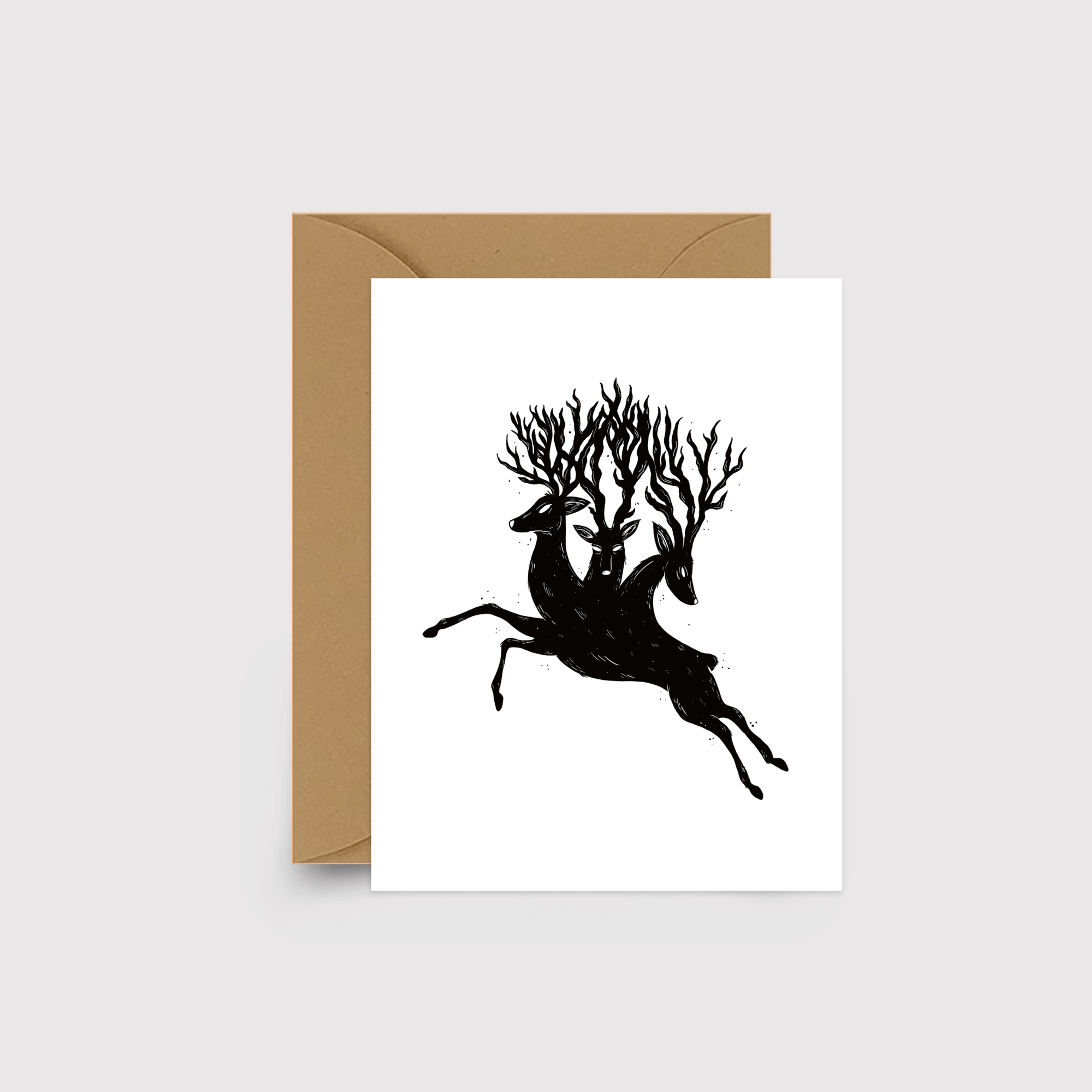 3 Headed Stag Card