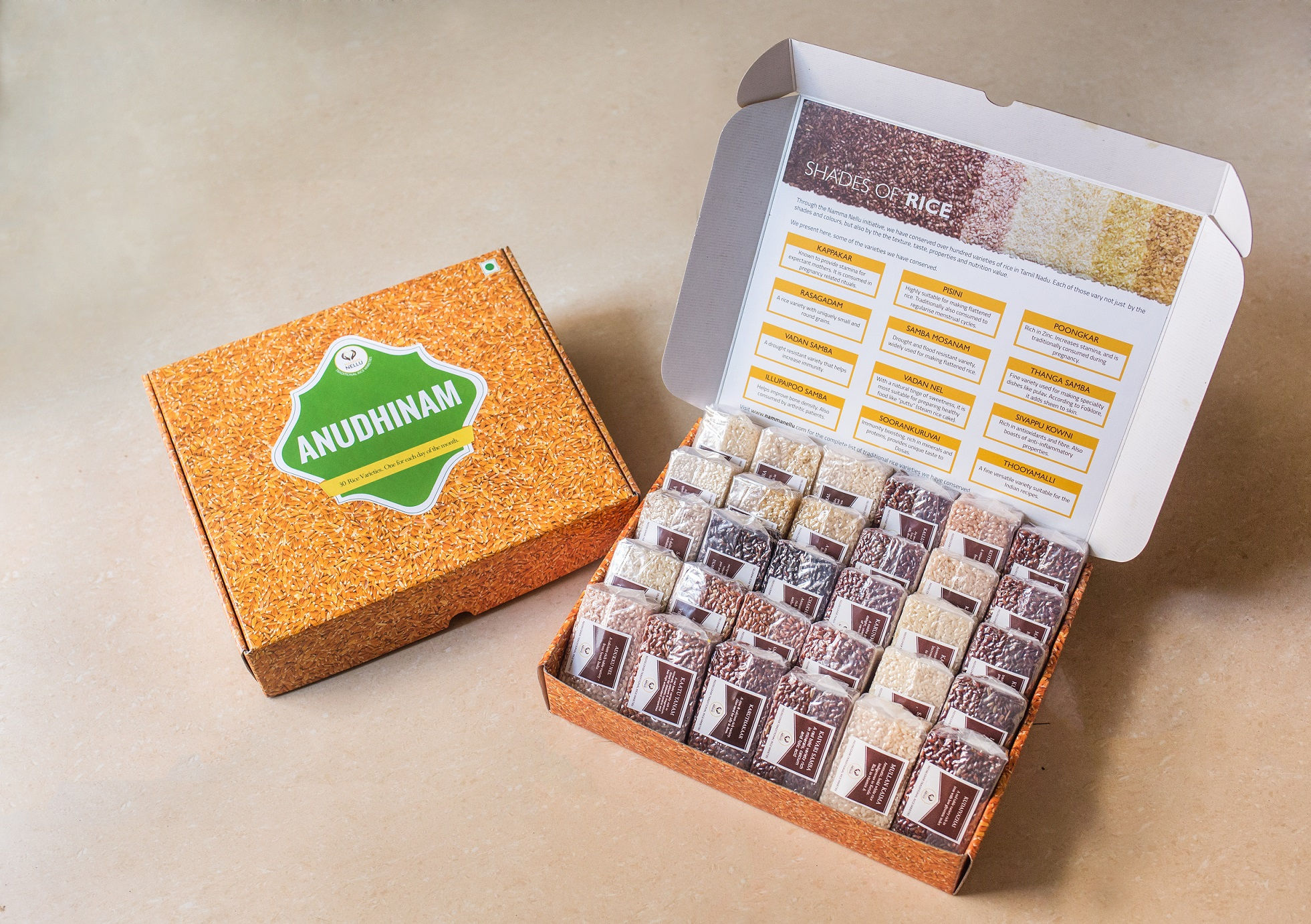 Anudhinam Rice Gift Box (Includes 30 Rice Varieties Each 100g)