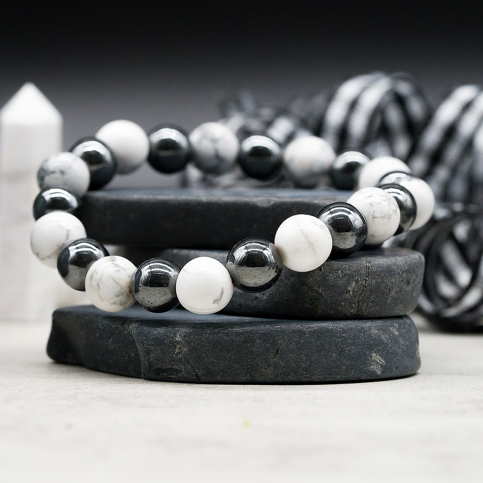 Miniatura: Howlite Hematite Crystal Bracelet Men Healing Protection Stone Magnetic