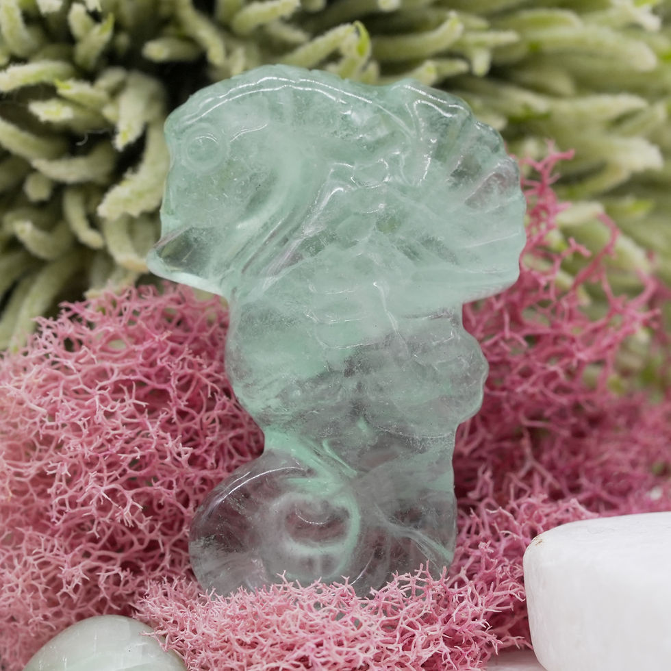 Miniatura: Green Fluorite Crystal Seahorse Carving Healing Protection Ocean Animal Decor