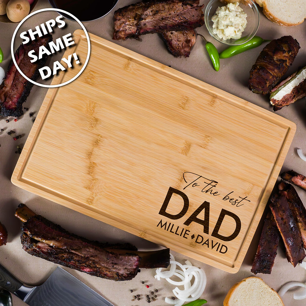 Thumbnail: Custom Engraved Bamboo Cutting Board Personalized Charcuterie Tray Best Dad