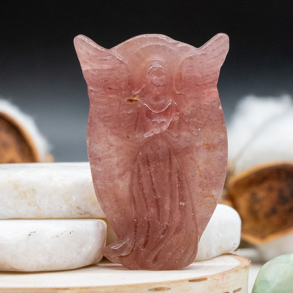 Thumbnail: Pink Strawberry Quartz Crystal Angel Carving Spiritual Protection Religious Gift