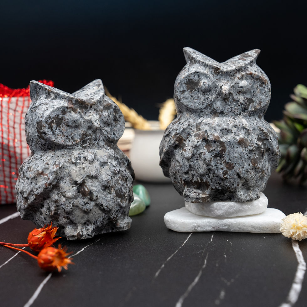 Miniatura: Yooperlite Crystal Owl Carving UV Reactive Stone Gift Forest Animal Home Decor