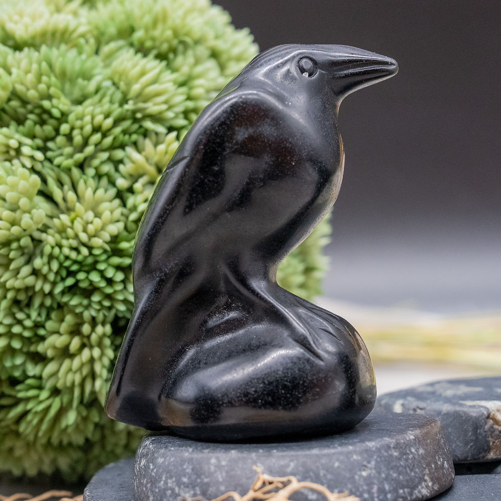 Thumbnail: Obsidian Raven Figurine Crystal Protection Decor Home Bird Lover Animal Statue