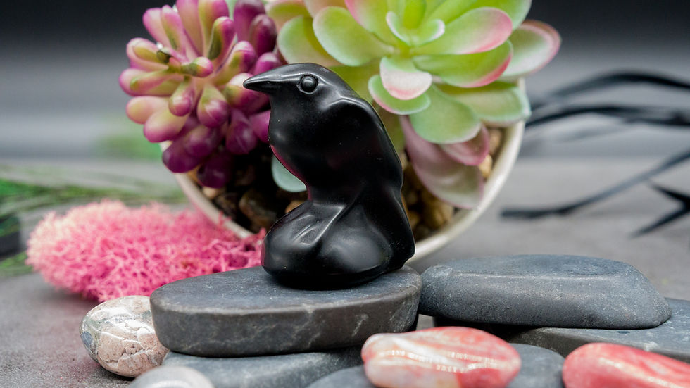 Miniatura: Obsidian Raven Figurine Crystal Protection Decor Home Bird Lover Animal Statue