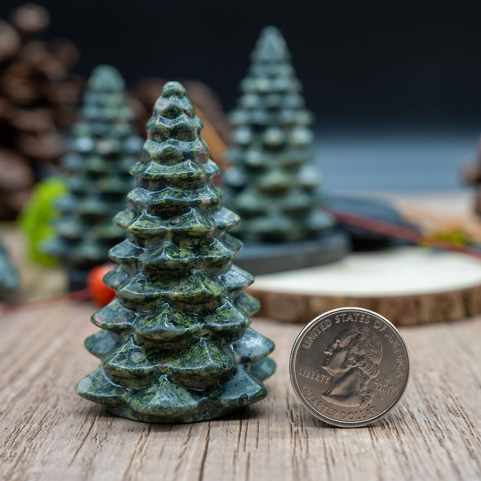 Miniatura: Green Jade Crystal Pine Tree Carving Natural Stone Spiritual Healing Decor Gift