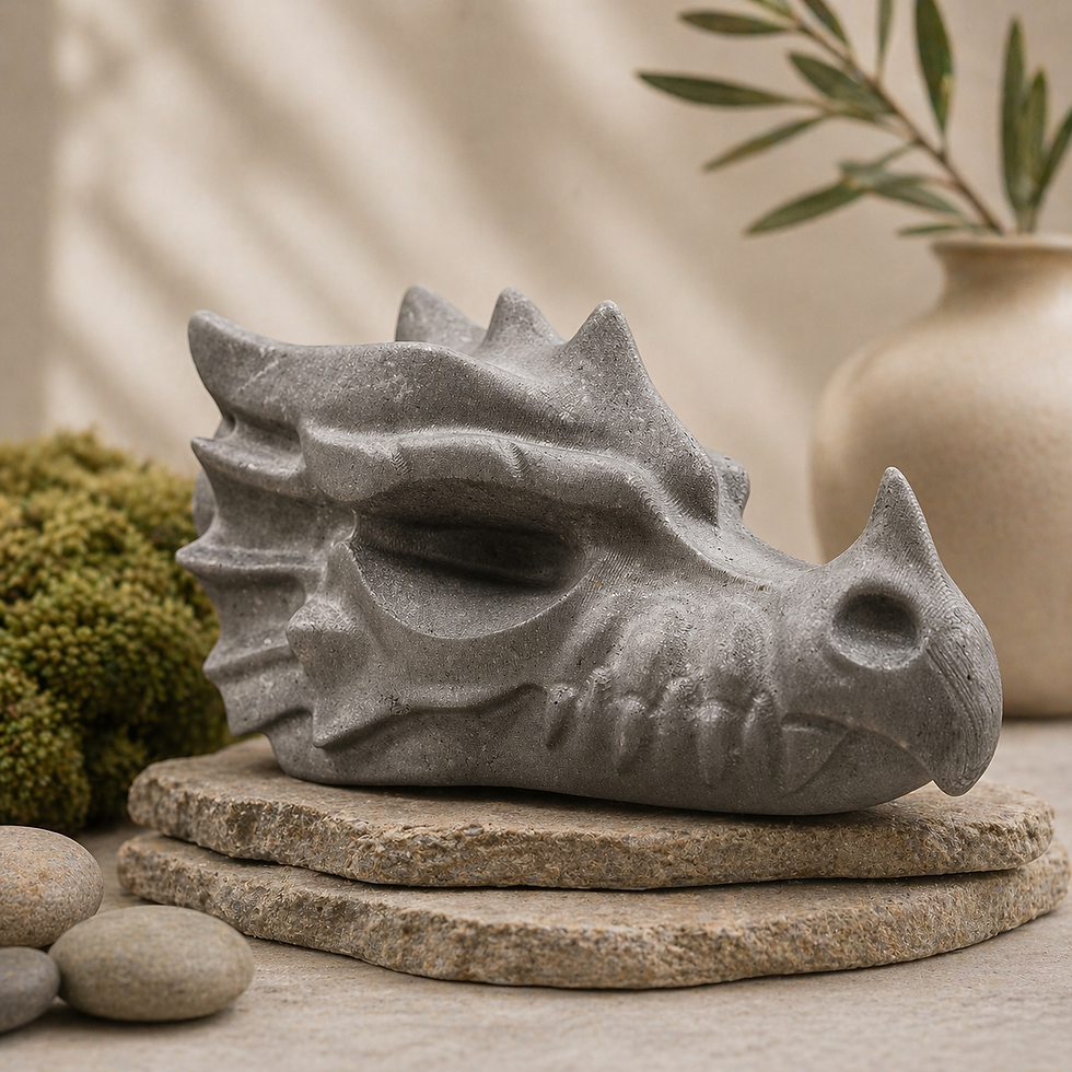 Thumbnail: Natural Shungite Crystal Dragon Head Figurine Gemstone Carving Fantasy Art Decor