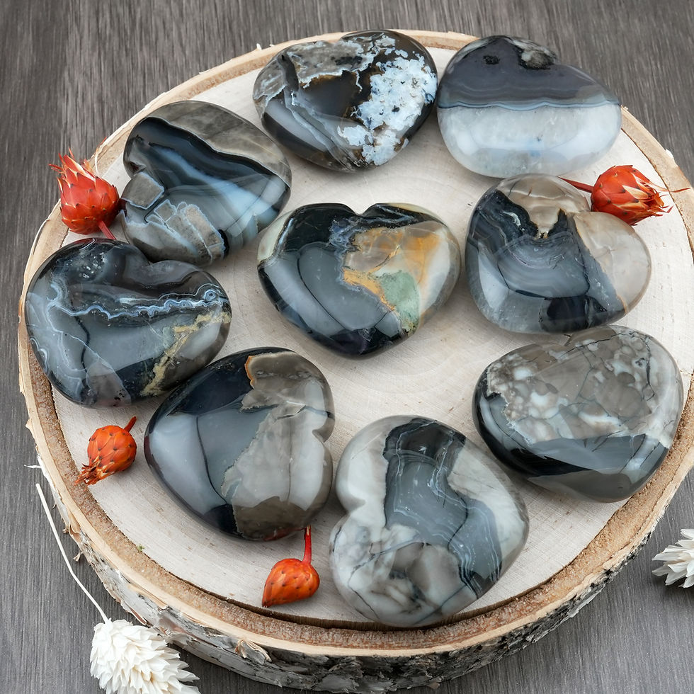 Thumbnail: Volcano Agate Puffy Heart UV Reactive Crystal Gift Spiritual Protection Stone