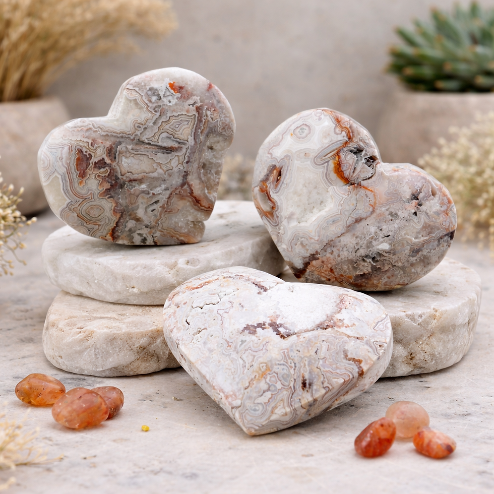Miniatura: Mexican Agate Heart Crystal Gift Spiritual Healing Stone Decor Boho Heart Rocks