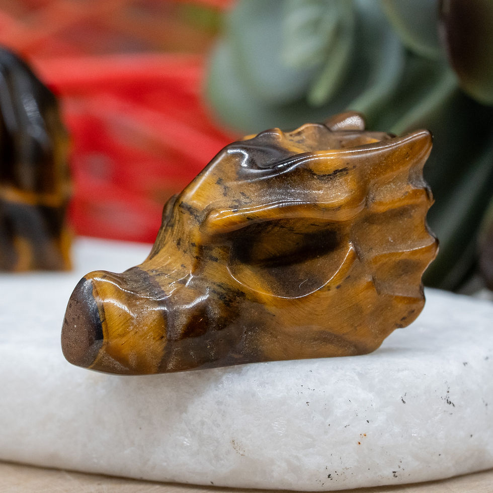 Miniatura: Tigers Eye Dragon Head Crystal Sculpture Healing Decor Spiritual Energy Gift