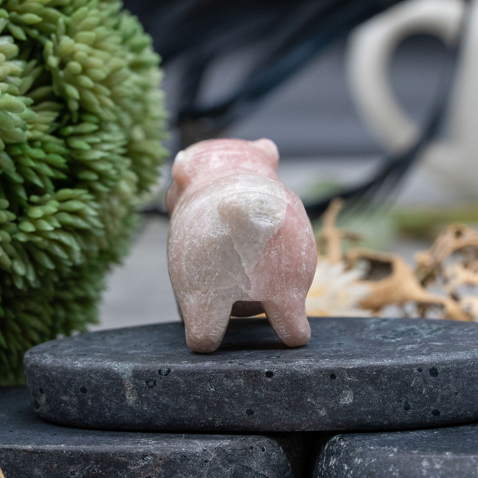 Thumbnail: Hand Carved Pink Opal Baby Pig Healing Crystal Home Decor Gift Country Farm Deco
