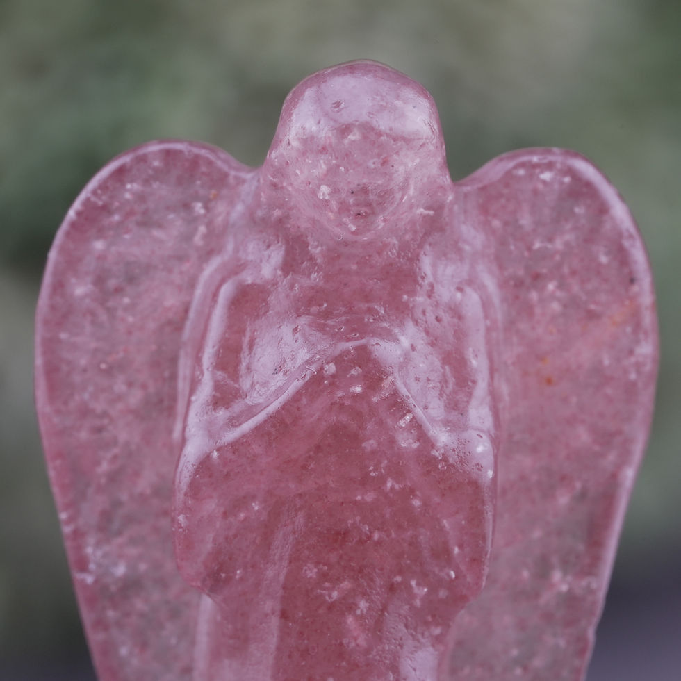 Miniatura: Strawberry Quartz Crystal Blessing Angel Figurine Spiritual Protection Decor