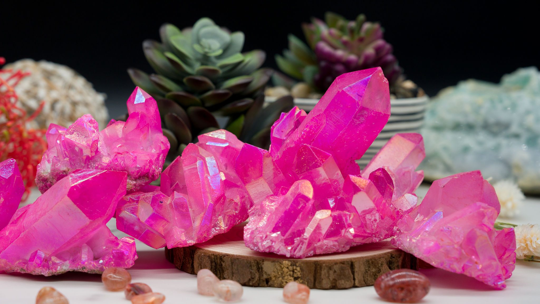 Pink Aura Quartz Raw Specimen Crystal Healing Stone Energy Decor Gift Idea