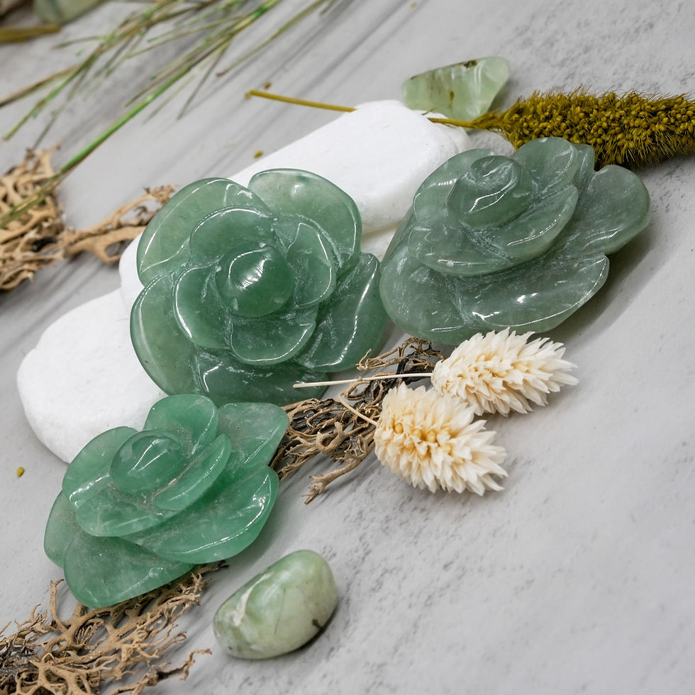 Thumbnail: Green Aventurine Crystal Flower Prosperity Stone Good Luck Trinket Home Decor