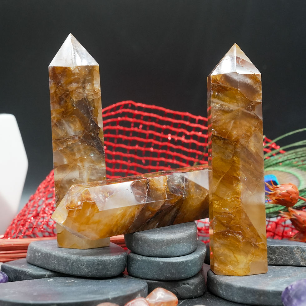 Miniatura: Golden Healer Crystal Tower Spiritual Healing Decor Energy Cleansing Gift Idea