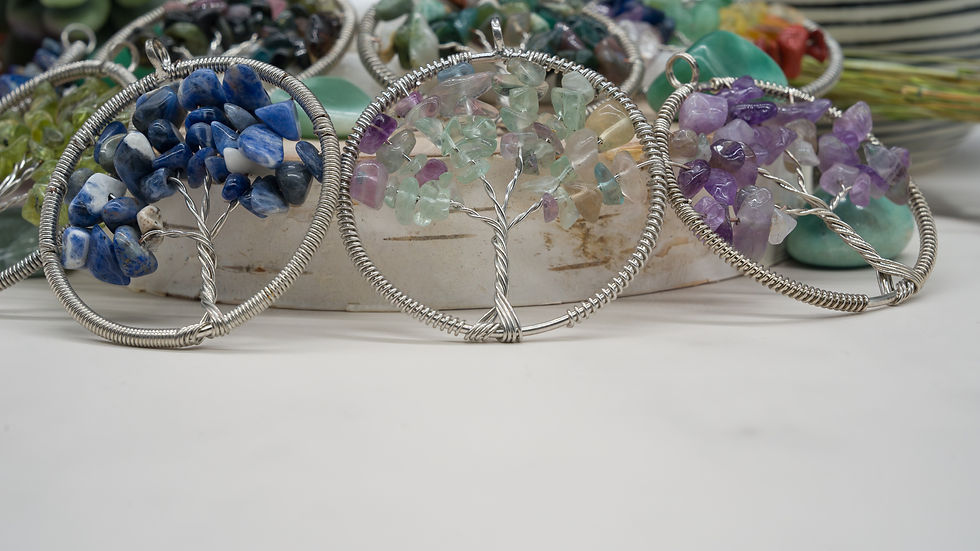 Miniatura: Mystery Crystal Chip Tree of Life Pendant Keychain Trinket Handmade Jewelry Gift